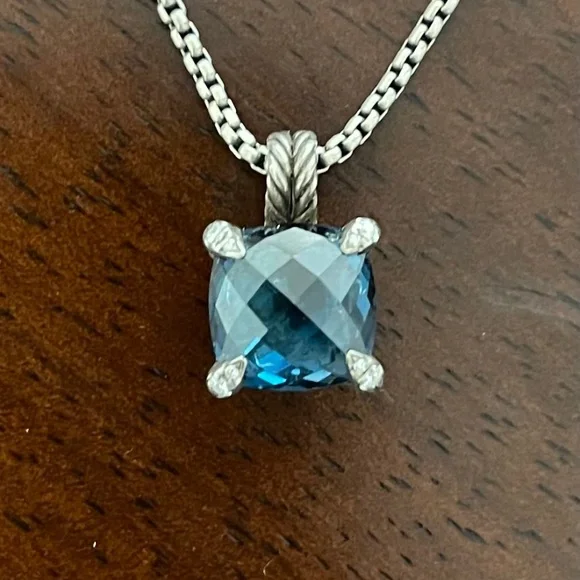 David Yurman Châtelaine Pendant Necklace with Hampton Blue Topaz and  Diamonds